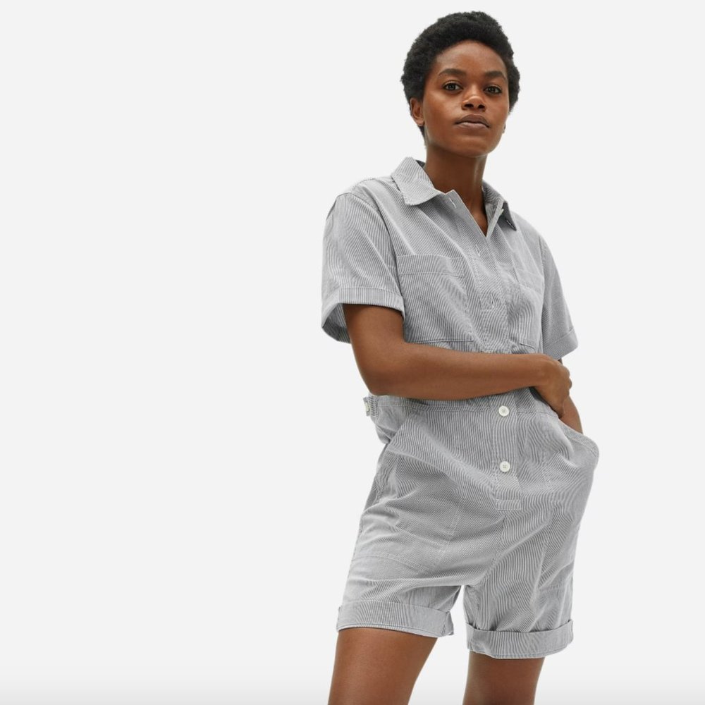 NWOT Everlane Striped Button-Up Romper